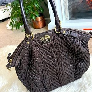 Coach brown faux leather handle bag